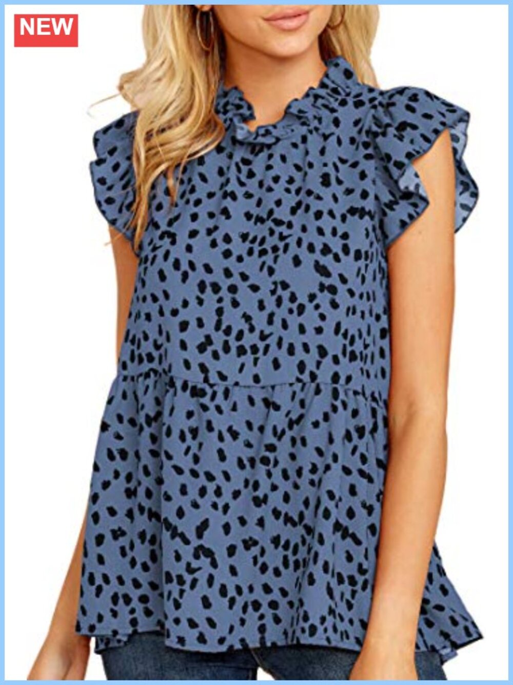 Womens Floral Babydoll Tunic Top Cap Sleeve Ruffle Neck Blouse